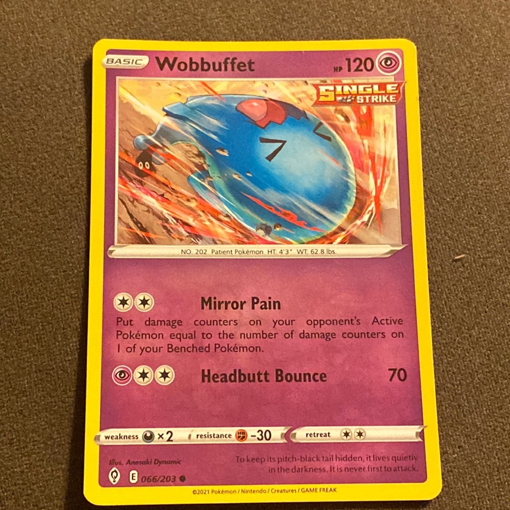 Pokémon card Wobbuffet single strike
